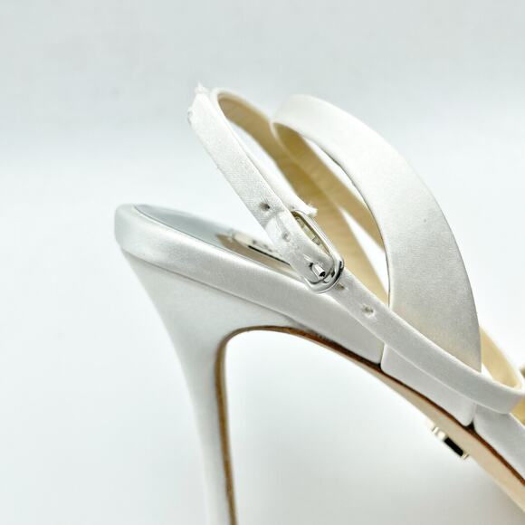 Badgley Mischka Womens Kalista Stiletto Heel US 8M EU 38.5 White Satin NIB - Picture 12 of 12